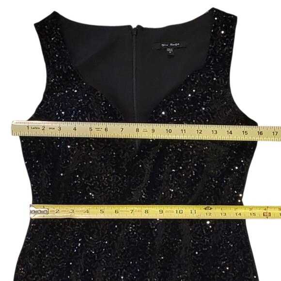 Blu Sage Black Velvet Sequins Sweetheart Neckline Cocktail Party Dress NEW NWT - Picture 8 of 16